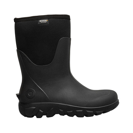 Black rubber boot on a white background