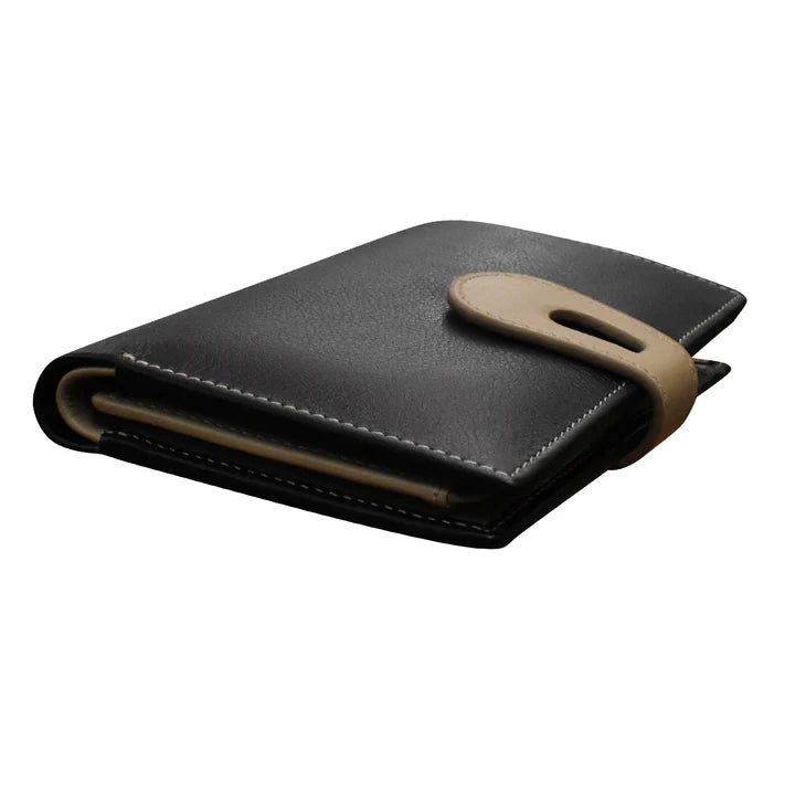 Medium Cut Out Tab Wallet | Black Taupe