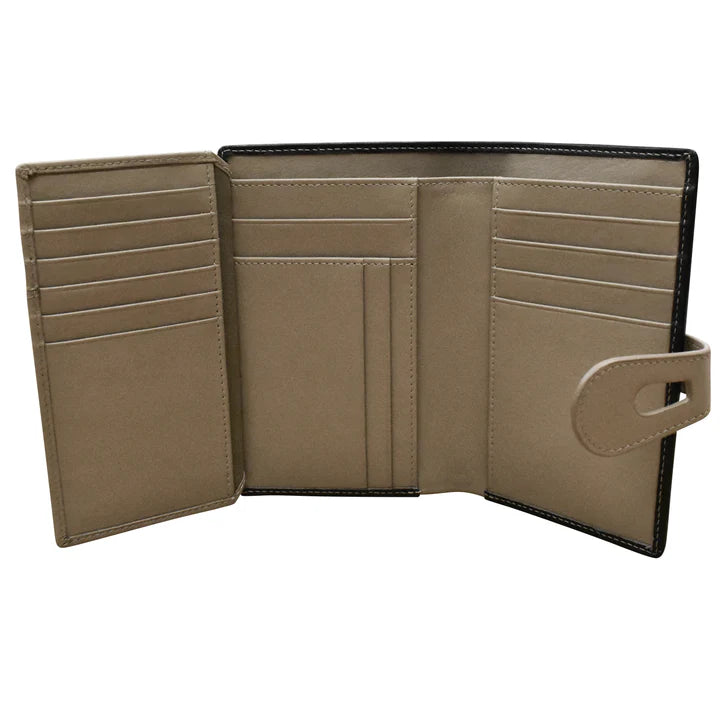 Medium Cut Out Tab Wallet | Black Taupe