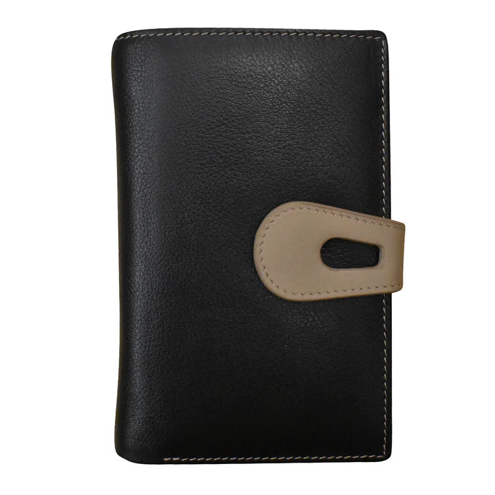 Medium Cut Out Tab Wallet | Black Taupe