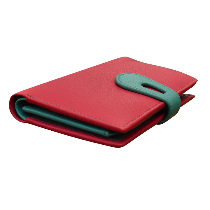Medium Cut Out Tab Wallet | Pink Turquoise