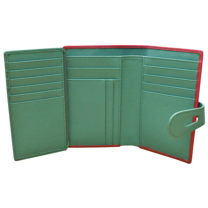 Medium Cut Out Tab Wallet | Pink Turquoise