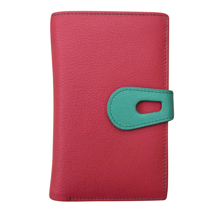 Medium Cut Out Tab Wallet | Pink Turquoise