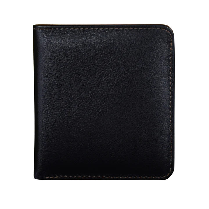 Black leather wallet on a white background