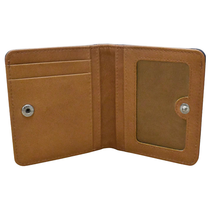Two Tone Mini Bifold Wallet | Classic Navy/Antique Saddle