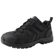 Black hiking shoe on a white background
