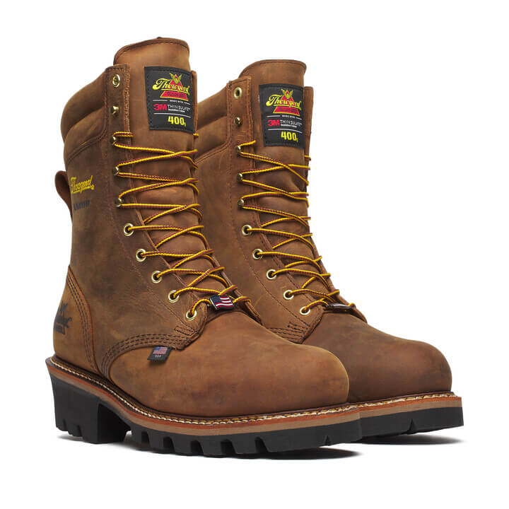 Men's 9" Insulated Logger Boots | Brown Crazy Horse