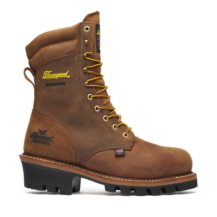 Men's 9" Insulated Logger Boots | Brown Crazy Horse