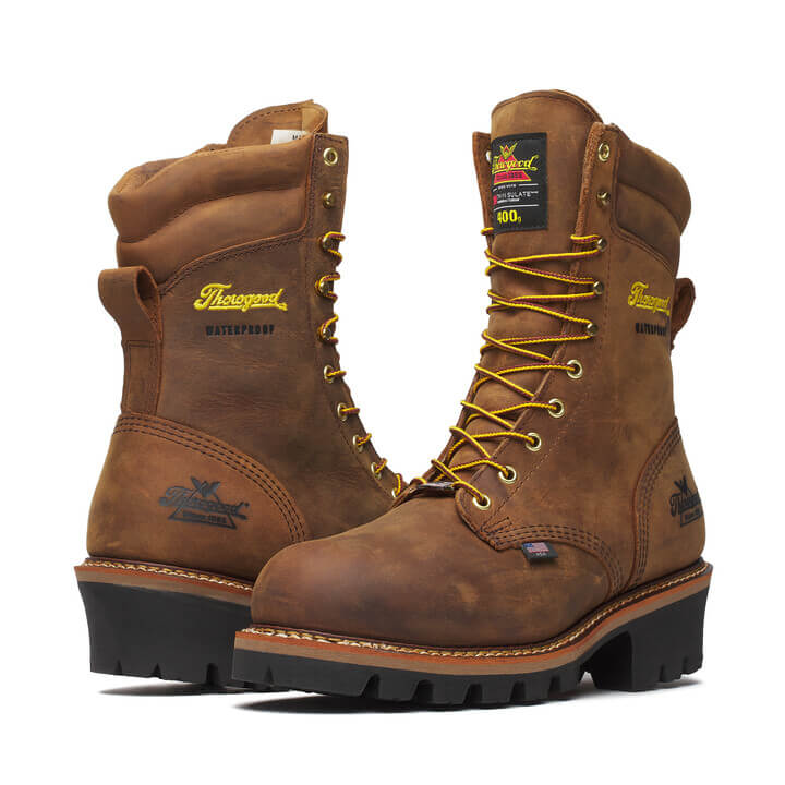 Men's 9" Insulated Logger Boots | Brown Crazy Horse