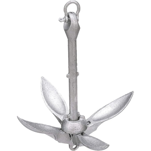A single metallic anchor with a textured silver finish, isolated on a solid white background.