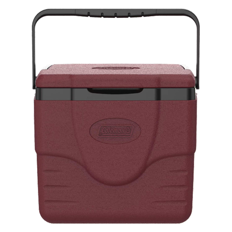 Dark red cooler on a white background.