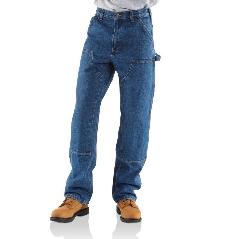 Carhartt Mens Double Knee Washed Denim Logger Pant