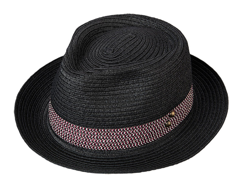 Dawson Paper Braid Fedora with Marled Band | Black