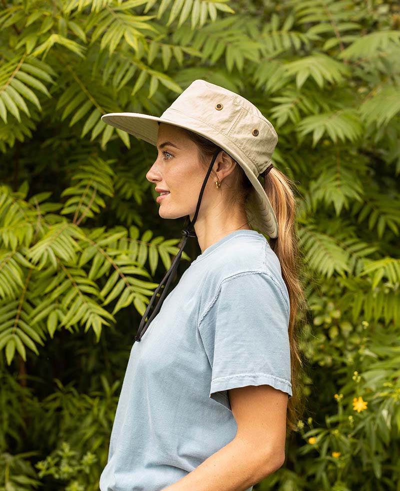 Women's Ponytail Rafter Big Brim Hat | Light Khaki