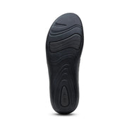 Black bottom of a shoe on a white background.