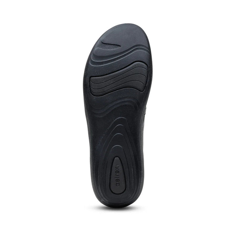 Black bottom of a shoe on a white background.