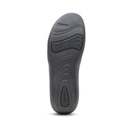 Black bottom of a shoe on a white background.