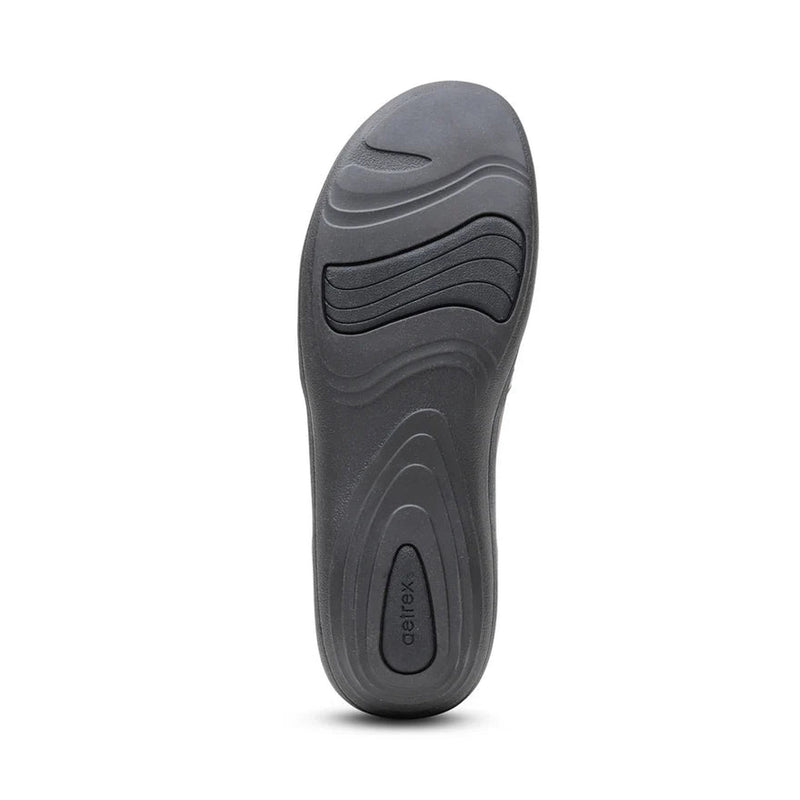 Black bottom of a shoe on a white background.