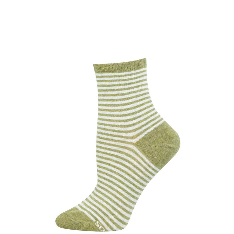 Women's Sailor Stripe Mini Crew | Green Heather
