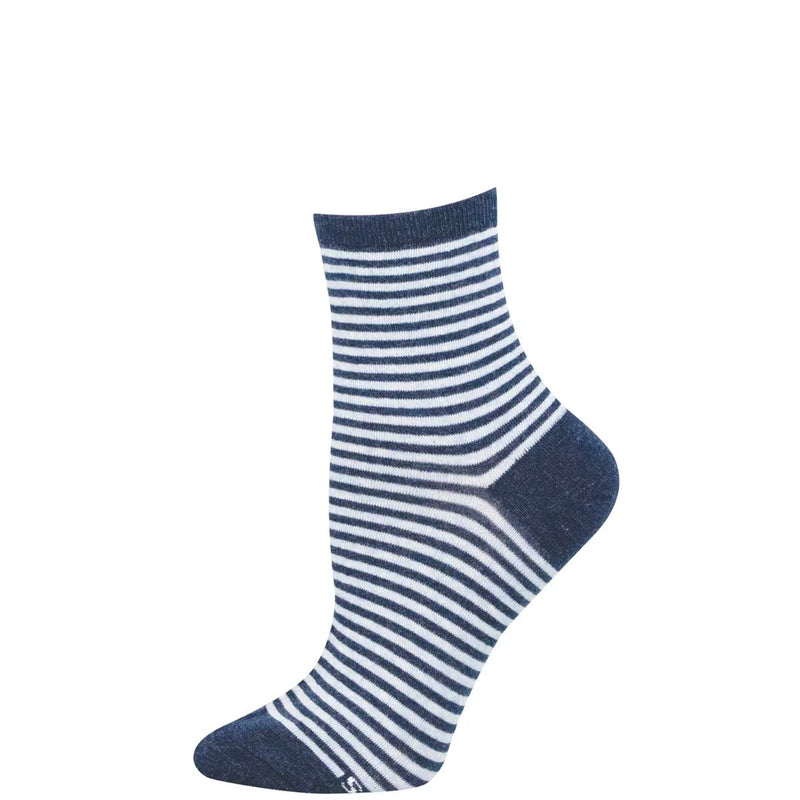 Women's Sailor Stripe Mini Crew | Navy Heather