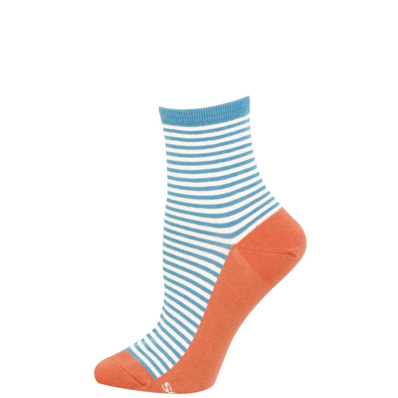 Women's Sailor with Contrast Footbed Mini Crew | Blue/Rust