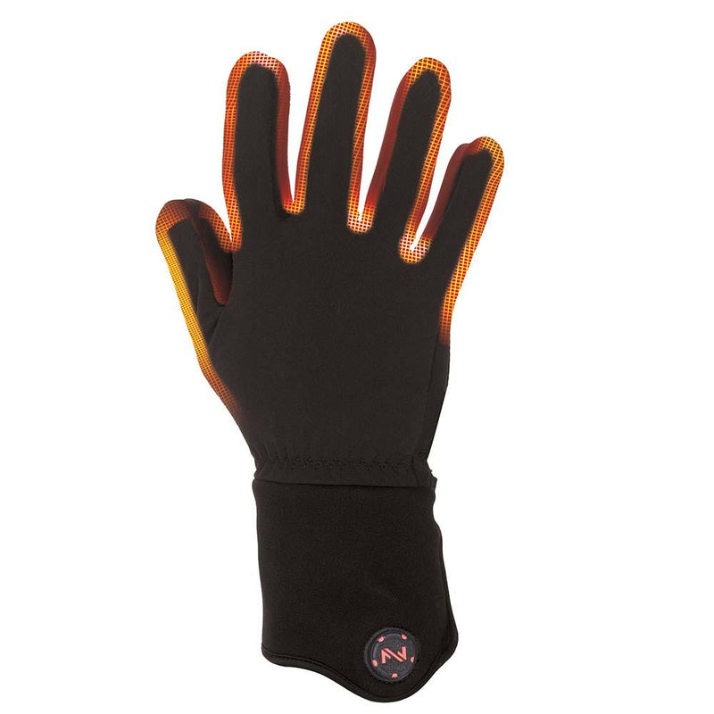 Black and orange glove on a white background. 