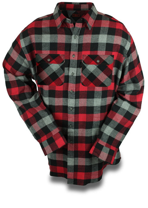 Men's 9oz Brawny Flannel Shirt | 2001 Red/Black/Charcoal Heather