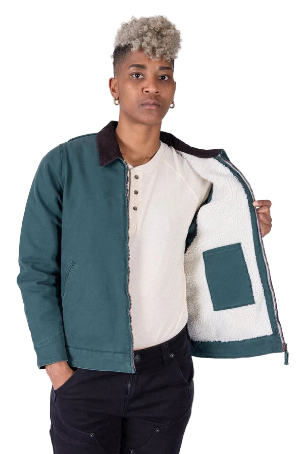 Women's Old School Trucker Canvas Work Jacket | Lodge Green