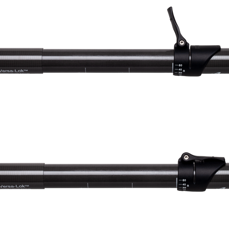 Two black and silver adjustable rods withVersa-Lok branding on a white background