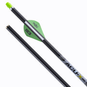 Two arrows with green nocks on a white background