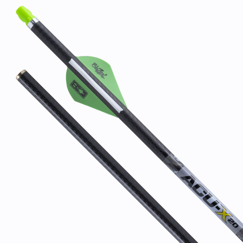Two arrows with green nocks on a white background
