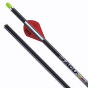 Two arrows with a red fletch and green nock on a white background, featuring the branding 'Acu-X RD.