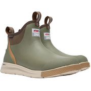 Green and brown rubber boots with Xtratuf branding on a white background