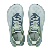 Pair of gray and green athletic shoes on a white background