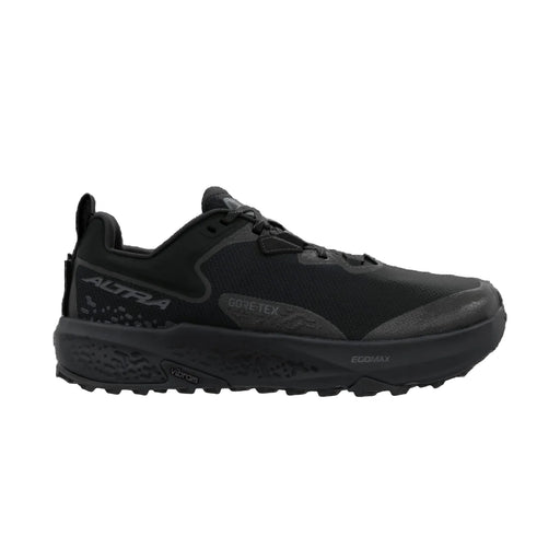 A black running shoe on a white background