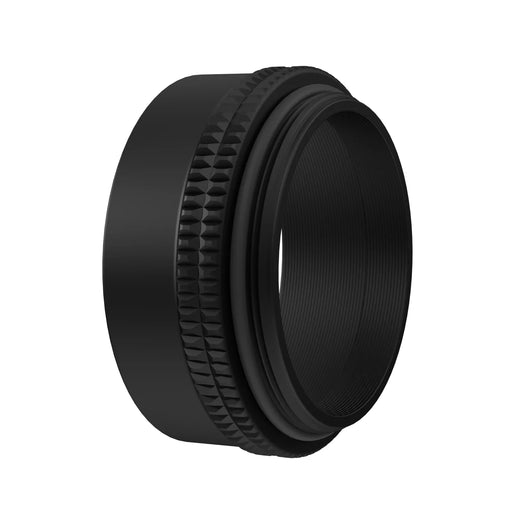 Black bow sight lens hood on a white background