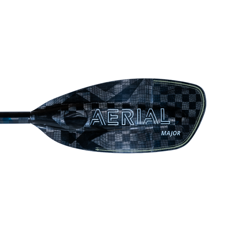 Black patterned paddle with an Aerial Major logo on a white background.