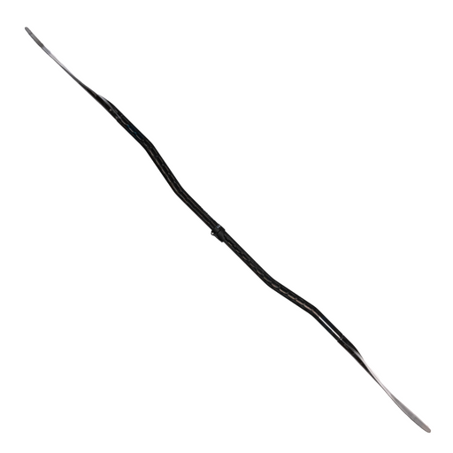 Side view of a black paddle on a white background.