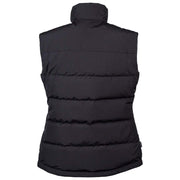 Black puffer vest on a white background