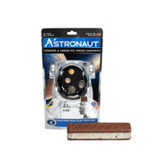 Astronaut cookies & cream ice cream sandwich packaging with an ice cream sandwich in front on a white background