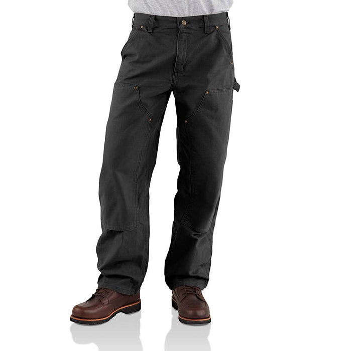 Men's Utility Double-Knee Work Pant - Loose Fit - Rugged Flex - Washed Duck | BLACK