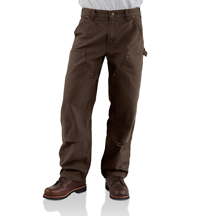 Men's Utility Double-Knee Work Pant - Loose Fit - Rugged Flex - Washed Duck | DARK BROWN