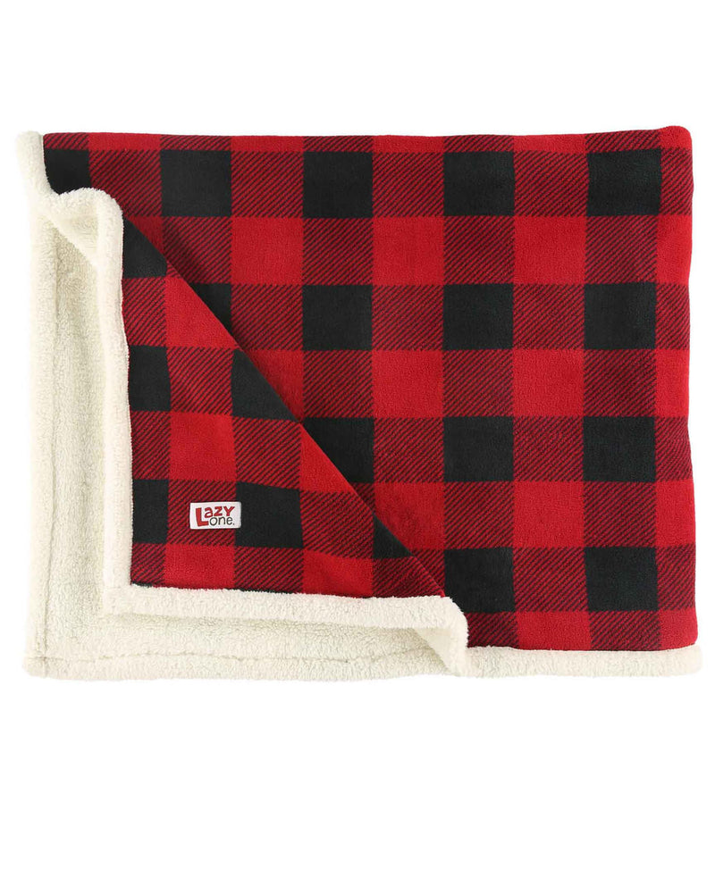 Red Plaid Sherpa Throw Blanket