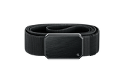 A black belt with a solid black buckle in the front