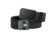 A black belt with a solid black buckle in the front