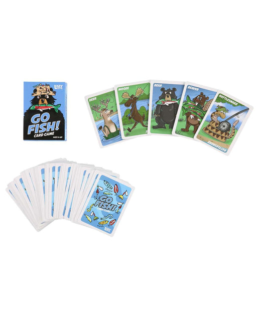 Deck of cards for Go Fish with cartoon styled wildlife prints on them. 