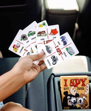 Deck of cards for the game I Spy with cartoon styled wildlife and nature on them. 