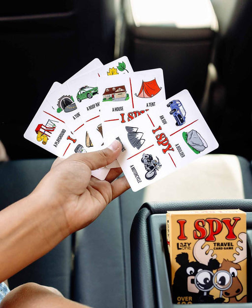 Deck of cards for the game I Spy with cartoon styled wildlife and nature on them. 