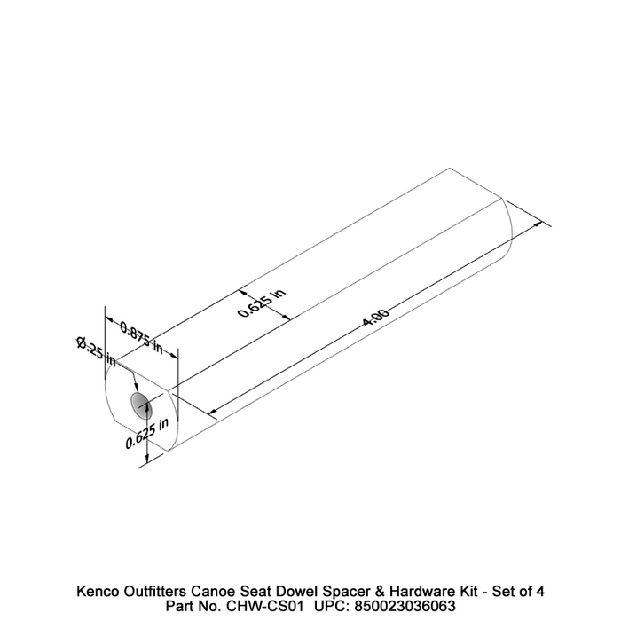 Kenco Outfitters Canoe Seat Hardware  Spacers Set of 4