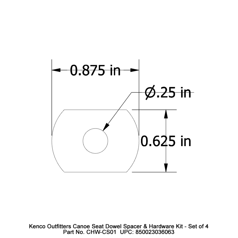 Kenco Outfitters Canoe Seat Hardware Spacers Set of 4